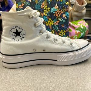 White high top platform converse